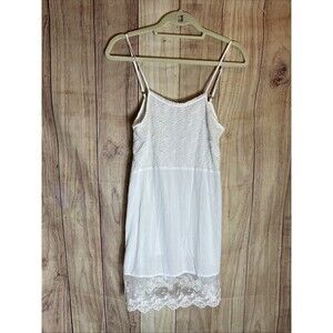 POL White Lace Bottom Feminine  Cottagecore Small Baby Doll Sun Dress Women’s S